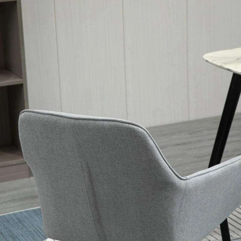 Set of 2 Light Grey Upholstered Linen Dining Chairs with Metal Legs - Stylish Accent Chairs for Modern Homes
