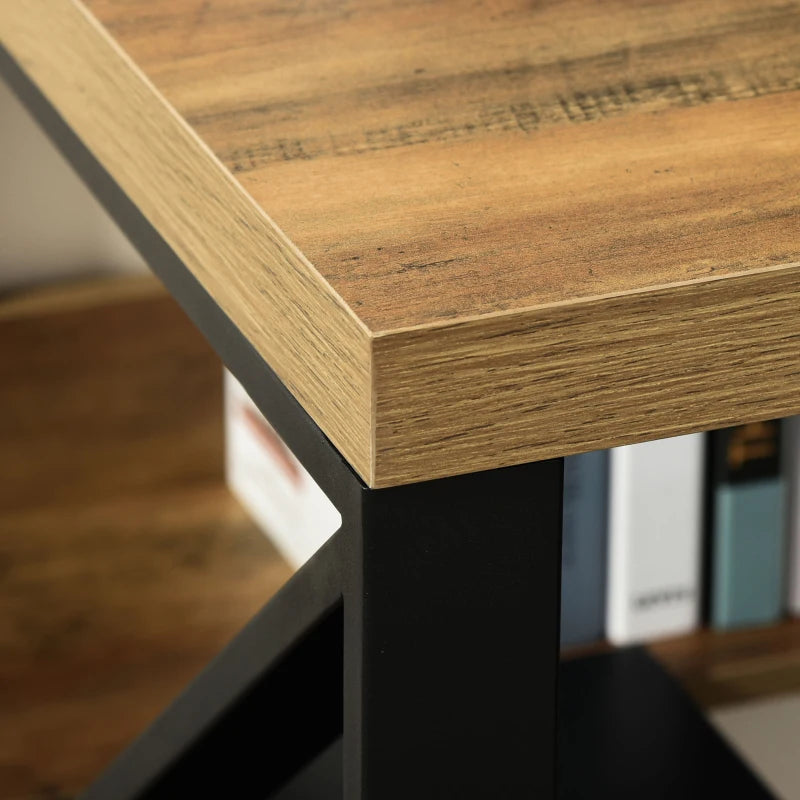 Stylish Computer Desk with Storage Shelf - 120x60x76cm Black Brown Wood Effect Home Office Workstation