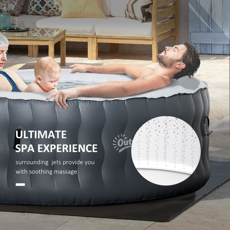 Round Inflatable Spa Hot Tub with Pump - Light Grey