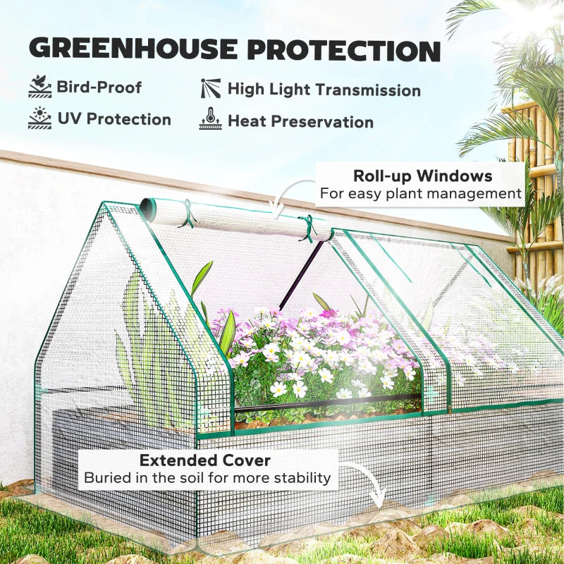 Metal Planter Box with Greenhouse Cover for Herbs