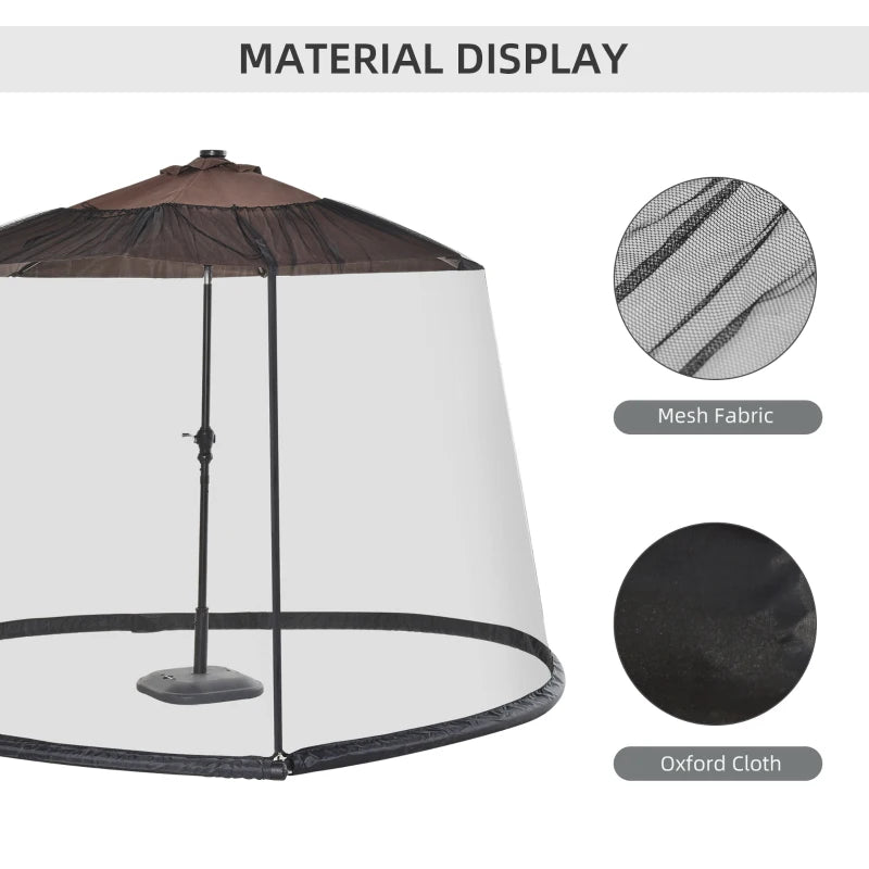 Outdoor Patio Umbrella Table Screen - 2.3m - Mosquito Net - Zipped Door - Black