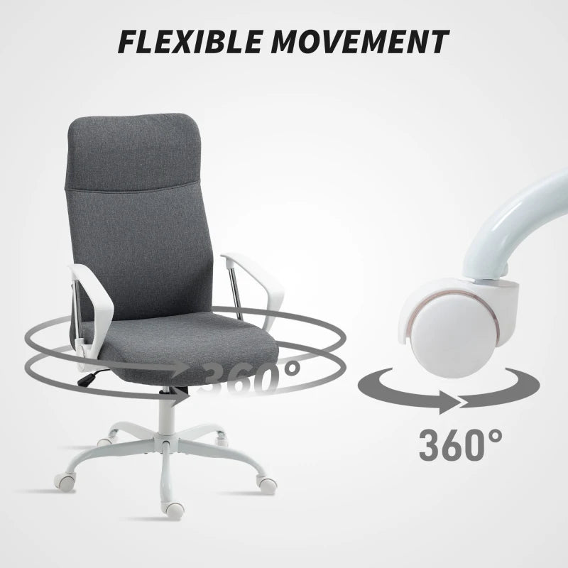 Ergonomic Fabric High Back Office Chair in Grey - Stylish Comfort for Home & Office Use