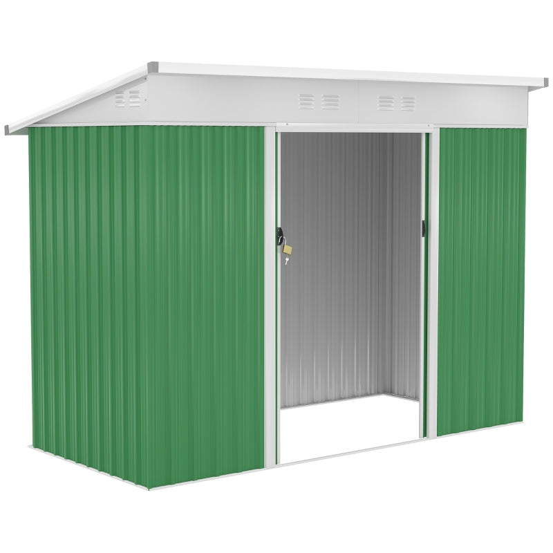 7.6ft x 4.3ft Light Green Garden Storage Shed