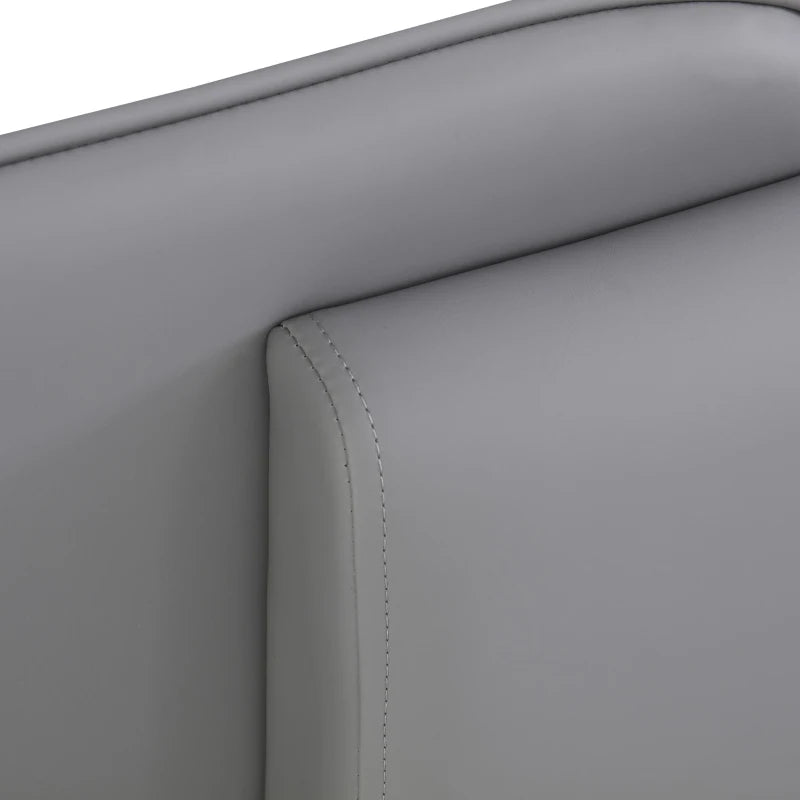 Upholstered Full-Size Double Bed with Charging Port & LED Lighting - Grey, Impact-Resistant Sponge Padding, 209L x 221W x 86.5H cm