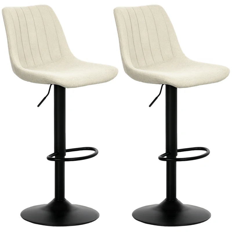 Set of 2 Beige Chenille-Feel Tub Bat Stools - Stylish & Comfortable Bathroom Seating for Relaxation