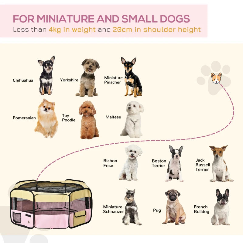 Pink Fabric Pet Whelping Box & Playpen for Dogs, Cats, Puppies, Rabbits, Guinea Pigs - Includes Carry Bag, 90x41cm
