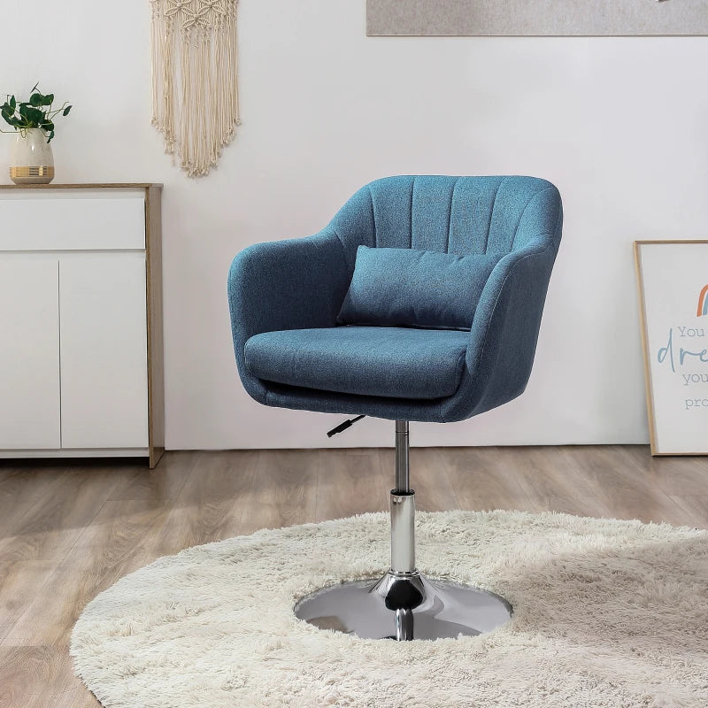 Contemporary Swivel Linen Fabric Accent Chair with Adjustable Height and Lumbar Support for Living Room or Office