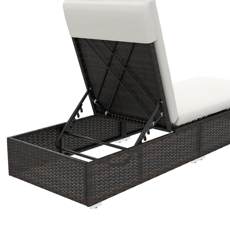 Brown/Cream Rattan Sun Lounger Set - 2 Pack with Reclining Backs