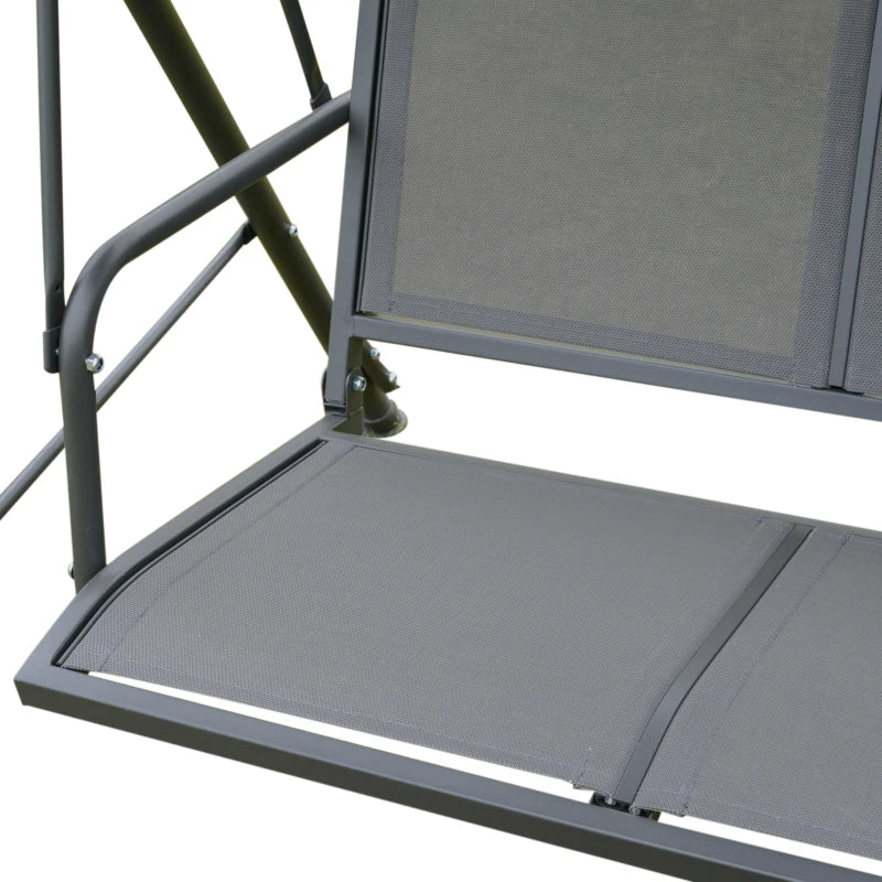 Grey 3-Seater Garden Swing Bench with Canopy and Mesh Seat