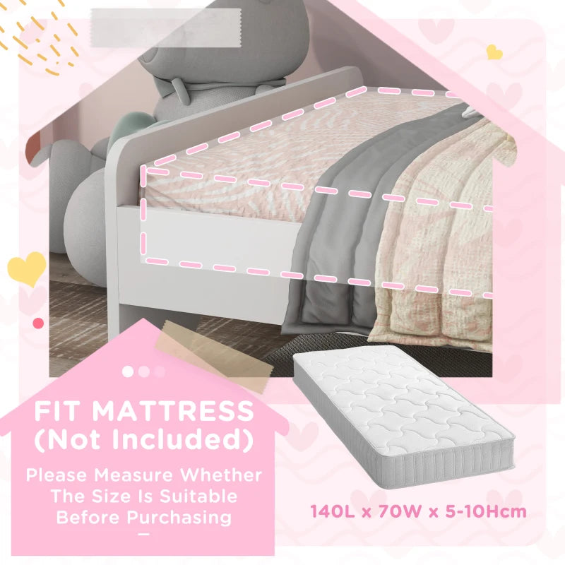 ZONEKIZ Unicorn Toddler Bed - Kids Bedroom Furniture for Ages 3-6, 143x74x67cm, Stylish White Design