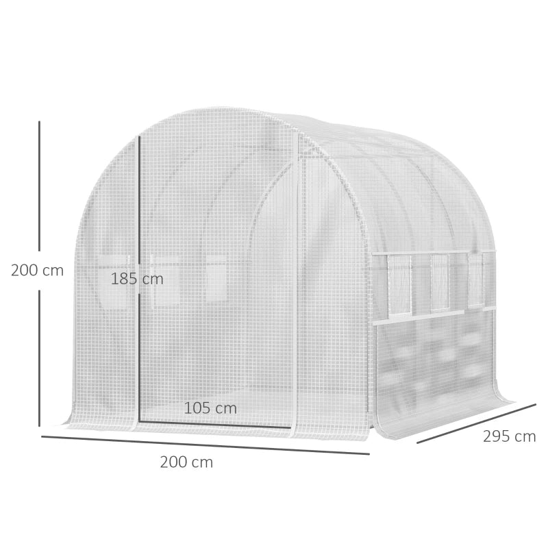 Green Walk-in Polytunnel Greenhouse with Roll-up Sidewalls, UV-resistant Cover, 3x2x2m