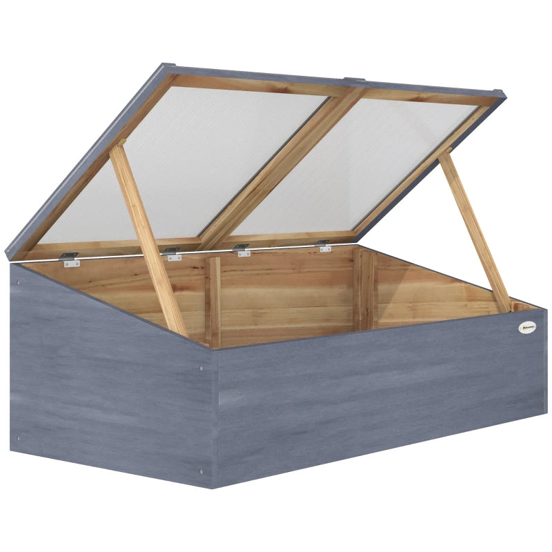 Wooden Mini Greenhouse with Openable Top Covers, Light Grey, 100 x 50 x 36 cm