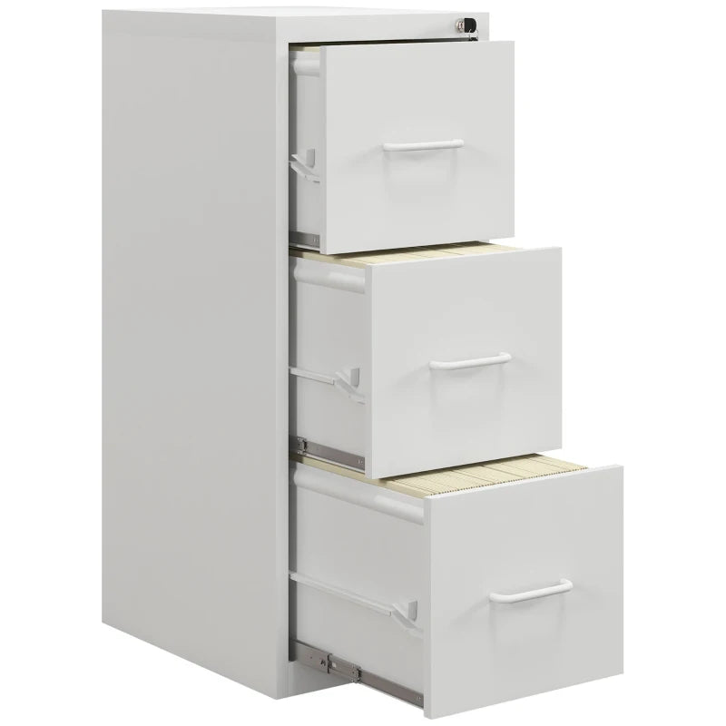 Modern Cream Three-Drawer Steel Filing Cabinet - Stylish Office Storage Solution for Organizing Documents and Files