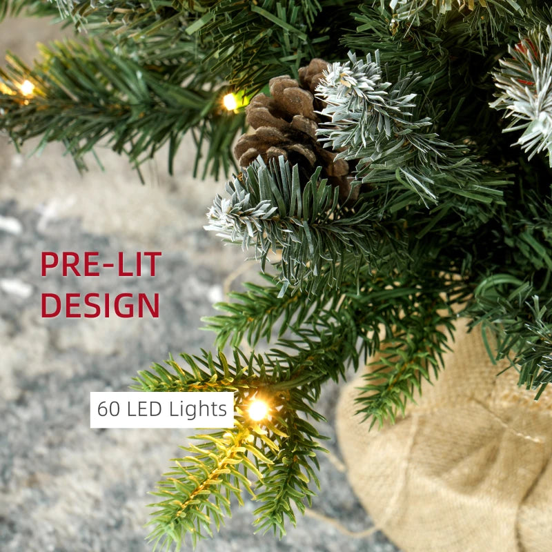 Set of 2 Pre-Lit 3ft Christmas Trees with Berries & Pinecones - Perfect Holiday Decor for Home & Office