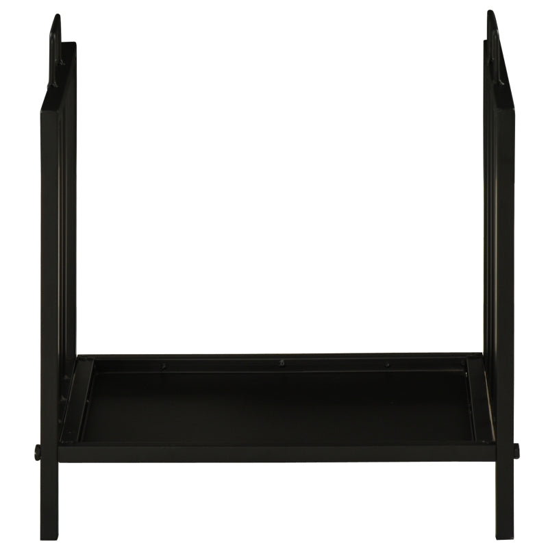 Metal Firewood Log Holder Rack - Indoor Outdoor Fireplace Wood Storage Shelf, Rust-Resistant, Black, 39L x 32.5W x 46H cm