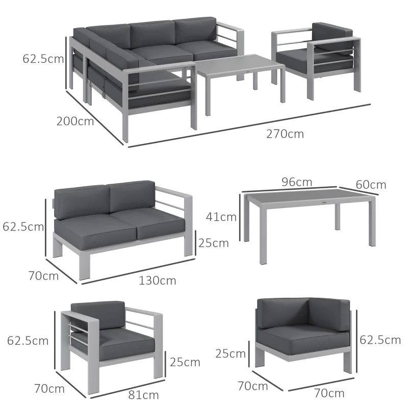 Grey Metal Garden Sofa, Table & Chair