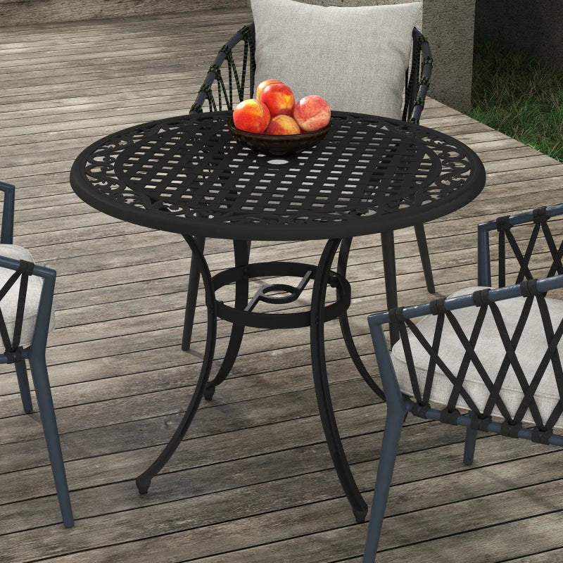 Round Aluminium Garden Table with Parasol Hole - 90cm, Grey