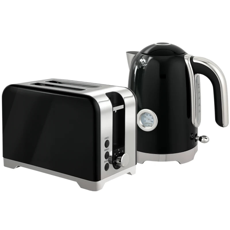 Vintage Black Toaster and Kettle Set - Retro Kitchen Appliances for Stylish Cooking and Brewing