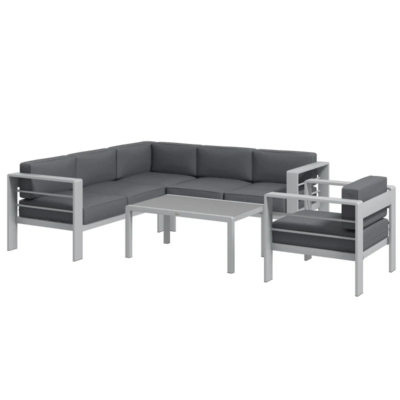 Grey Metal Garden Sofa, Table & Chair