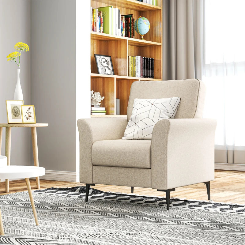 Beige Linen-Look Armchair for Stylish Living Room Decor