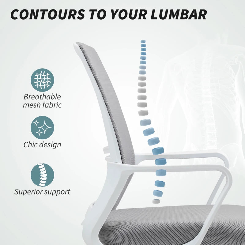Ergonomic Draughtsman Chair - Mesh Drafting Office Chair with Lumbar Support & Adjustable Foot Ring - Grey