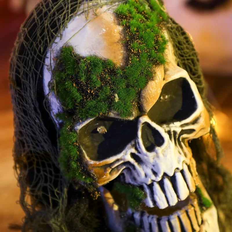 Halloween Animated Skeleton with LED Eyes - Scary Half-Body Decoration, Battery Operated Indoor Party Prop