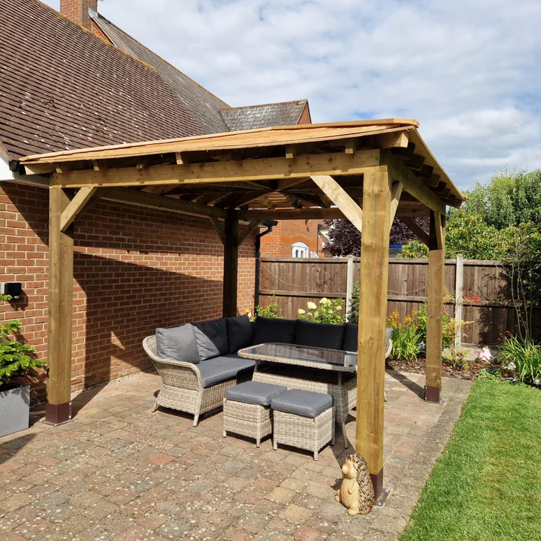 Ruby Wooden 4 Pitch Gazebo with Cedar Featheredge Roof – Classic Garden Shelter