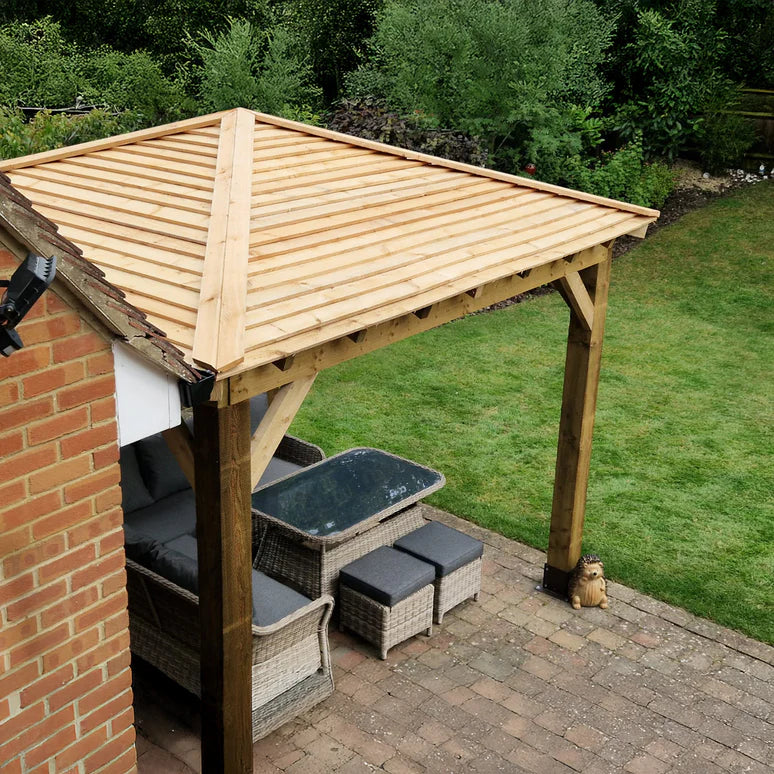 Ruby Wooden 4 Pitch Gazebo with Cedar Featheredge Roof – Classic Garden Shelter