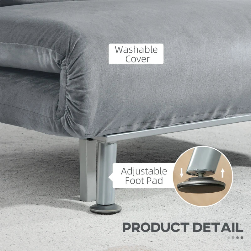 Stylish Grey Velvet-Feel Sleeper Chair for Comfortable Seating and Relaxation