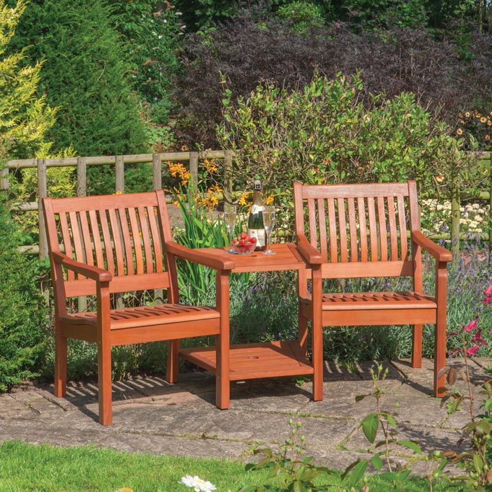 Outdoor Wooden Companion Seat with Table