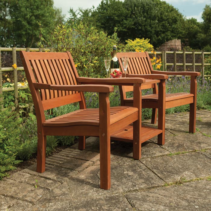 Outdoor Wooden Companion Seat with Table