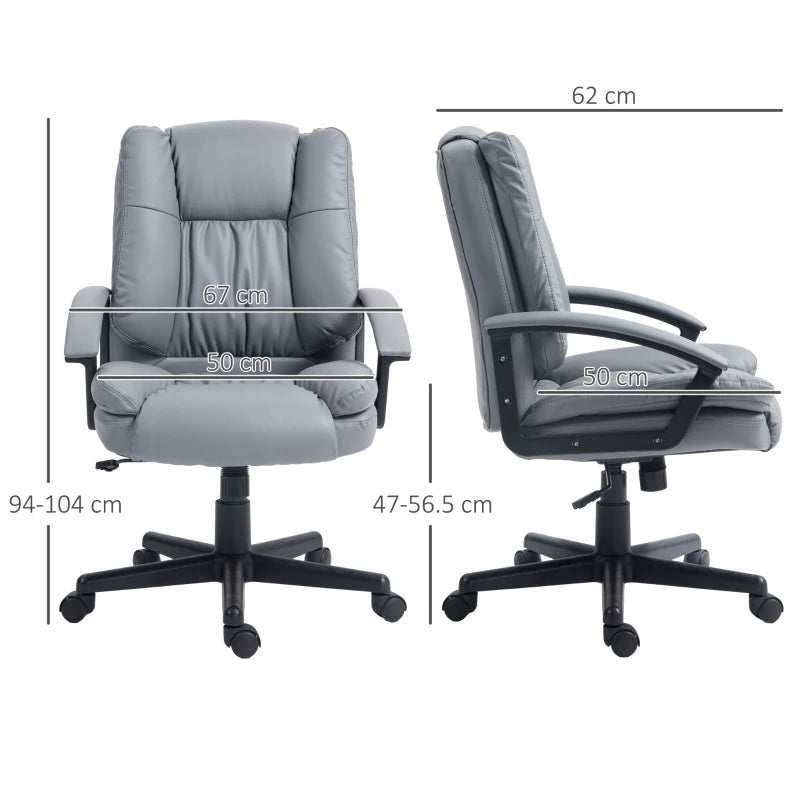 Light Grey Mid Back Executive Office Chair - Adjustable Height, Swivel Rolling Wheels, Perfect for Home Study & Computer Desk