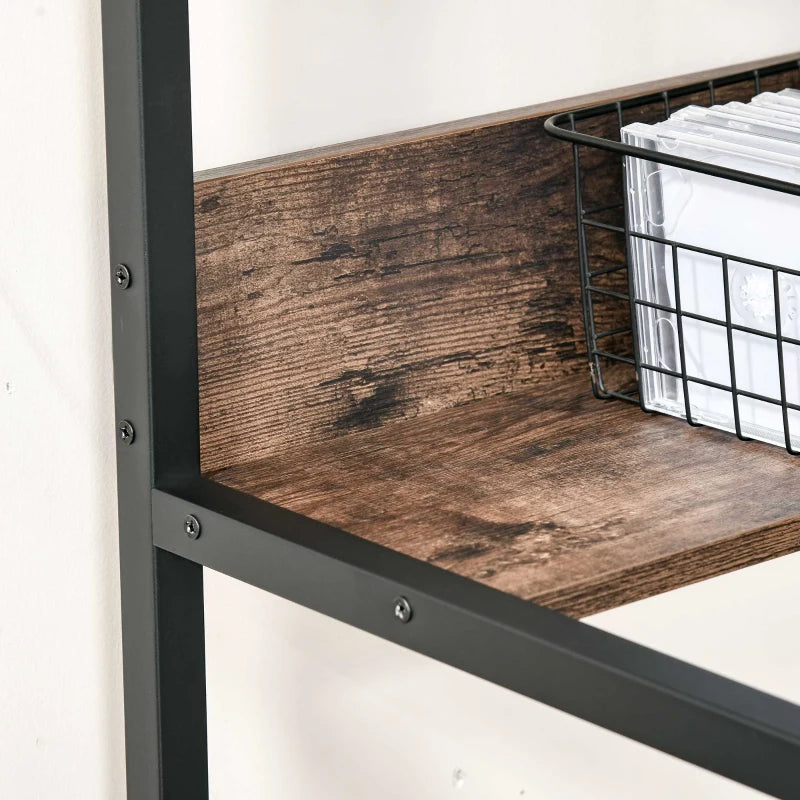 Rustic Brown Computer Desk with Storage Shelf - 120x60cm Home Office Study Table, Metal Frame, Easy Assembly