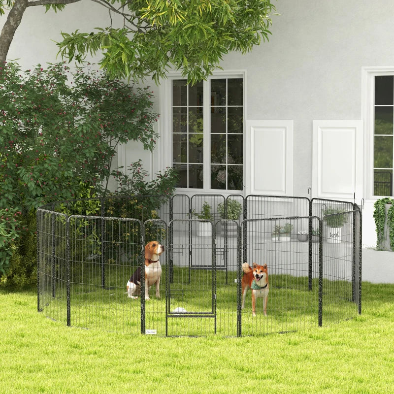 Heavy Duty 12 Panel Puppy Playpen for Small Dogs Indoor Outdoor Use Silver
