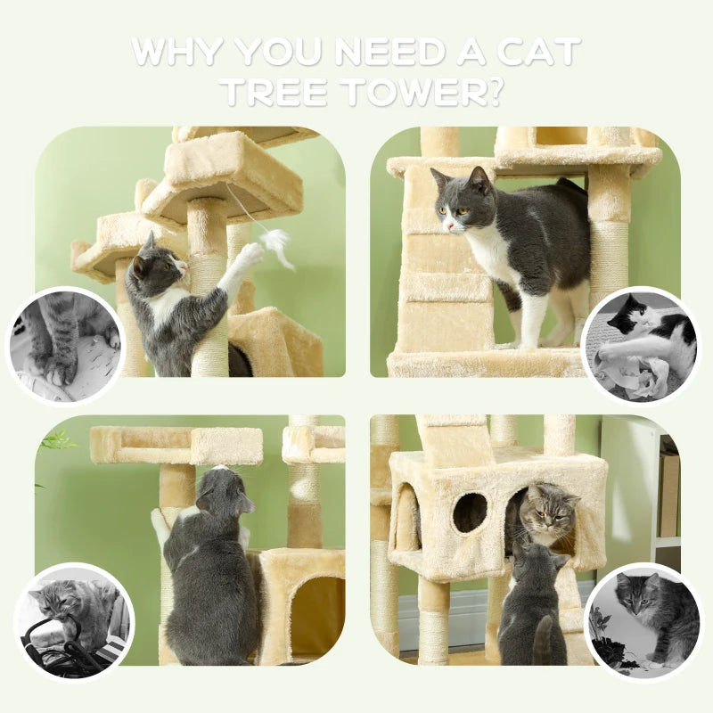 Deluxe Cat Tree Scratching House - Multi-Level Activity Play Centre for Cats with Cozy Hideouts and Scratching Posts