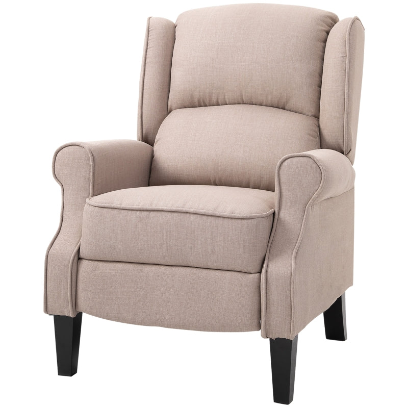 Luxury Heated Massage Reclining Armchair with Thick Sponge Padding and Linen Upholstery for Home Relaxation in Beige