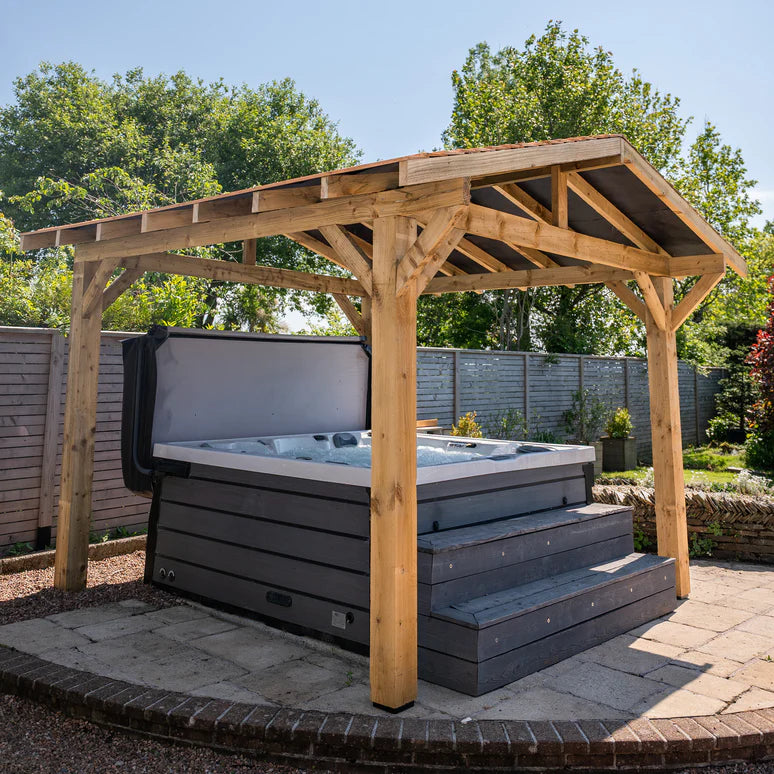 Ruby Wooden Apex Gazebo with Treated Featheredge Roof & Overhang - Premium Garden Gazebo