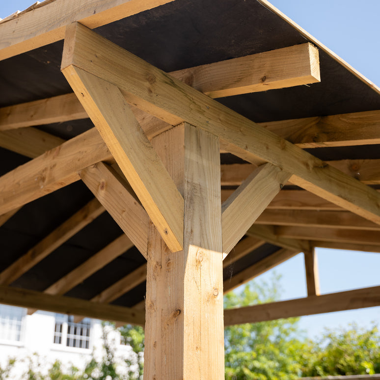 Ruby Wooden Apex Gazebo with Treated Featheredge Roof & Overhang - Premium Garden Gazebo