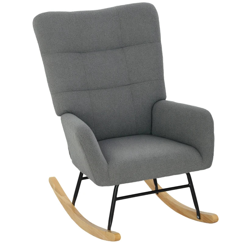 Grey Teddy Fleece Rocking Chair for Ultimate Comfort and Style in Your Living Room