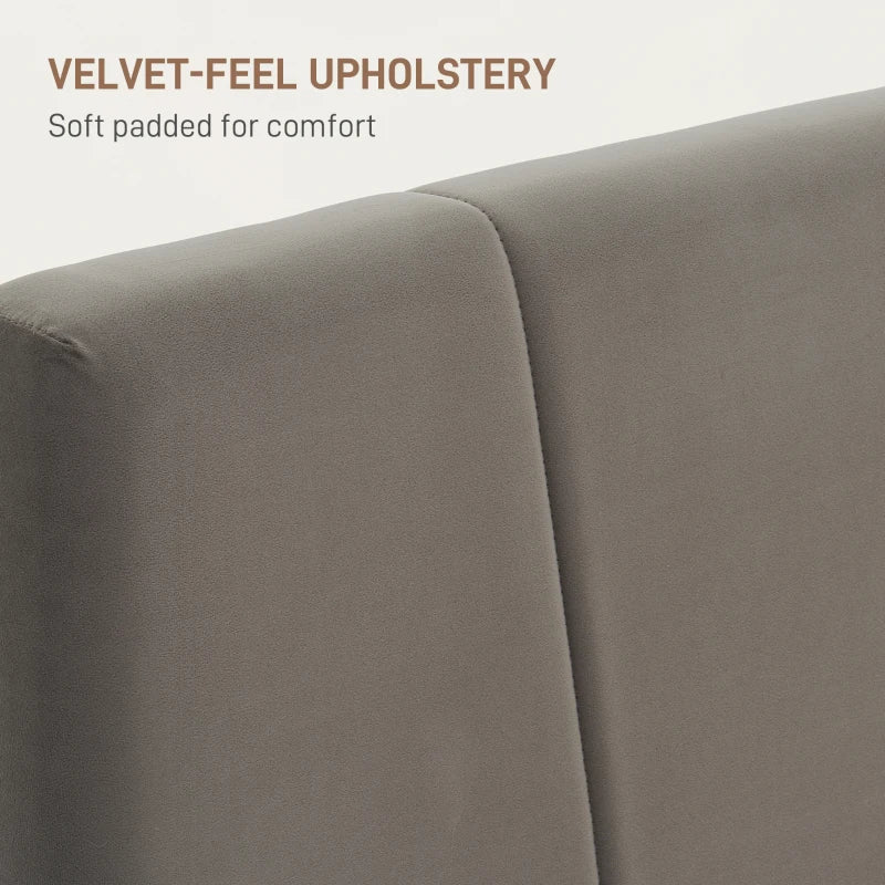 Luxurious King Size Bed Frame with Velvet Headboard Stylish Grey Design 161x208x121cm