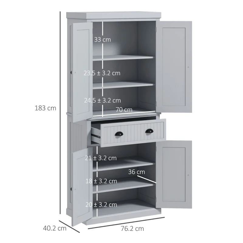 Freestanding Multi-Storage Kitchen Cabinet in Stylish Grey for Organized Cooking Space