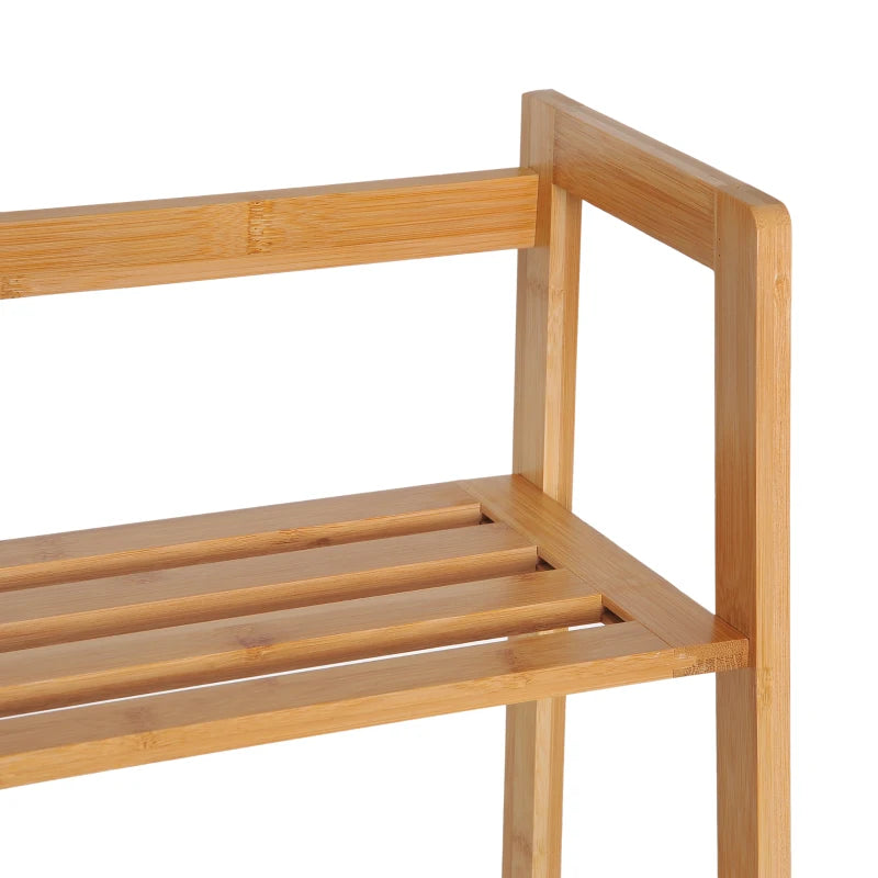 Bamboo Ladder Shelf - 4-Tier Freestanding Bookcase for Living Room, Study & Home Office - Natural Wood Effect, 48x31.5x120cm