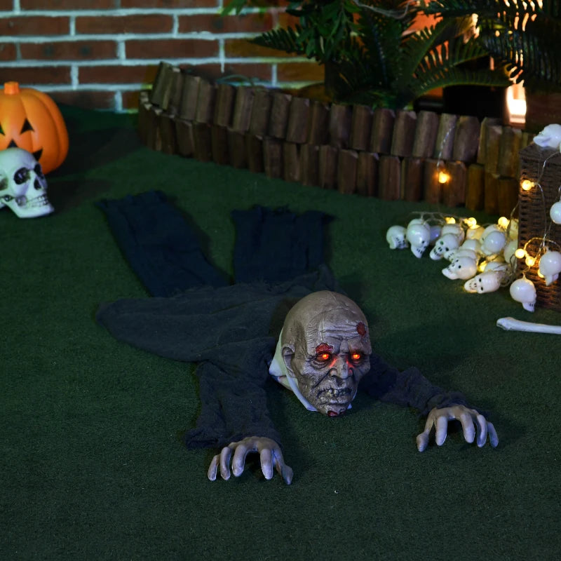 5.2ft Life Size Animated Crawling Zombie Halloween Decoration - Motion Activated, Light Up Eyes, Howling Sound, Posable Arms