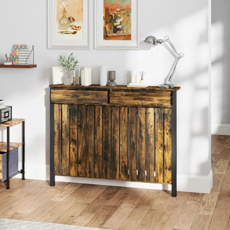 Rustic Style 93 x 119cm Radiator Cover in Brown and Black Finish