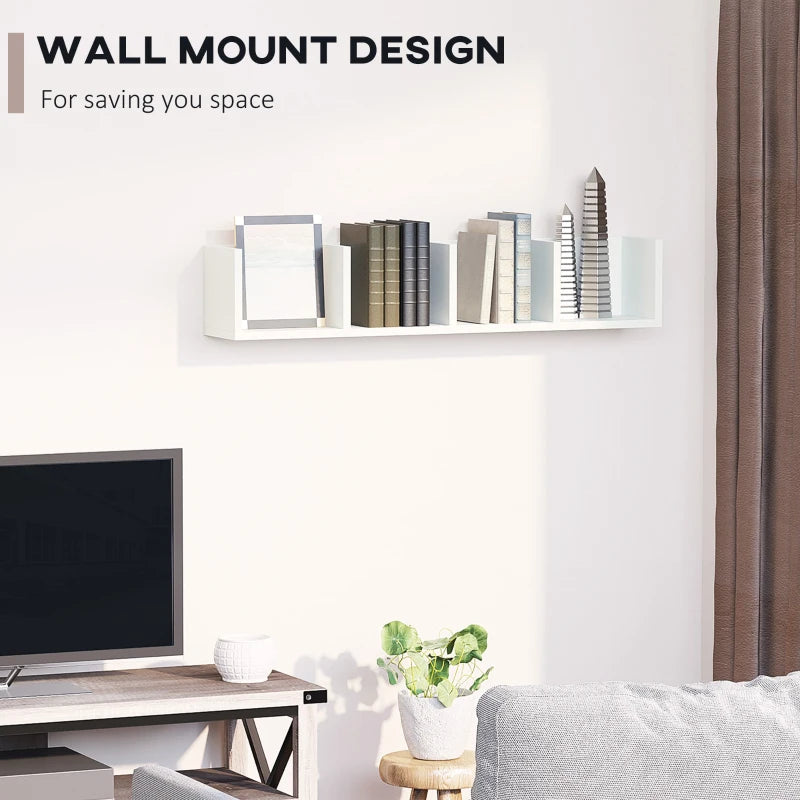 Wall Mount Media Storage Rack - 84 CD / 56 DVD/Blu-ray Organizer, 4 Cubes, Set of 2, White Wooden Shelf Unit