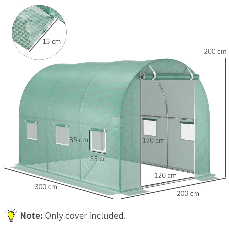 Greenhouse PE Cover for 3x2x2m Tunnel Greenhouse - Winter Garden Plant Protection