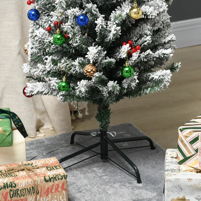 6' Prelit Artificial Christmas Tree with Colorful LED Lights, Flocked Tips, Berries & Pine Cones - Holiday Decor