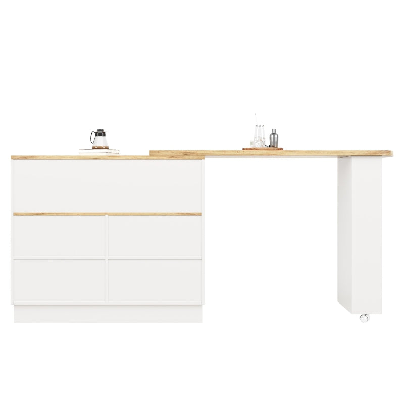 Multifunctional Bar Cabinet with Sliding Glass Doors & 360° Rotating Table - Stylish Storage for Dining Room, White, 90L x 120W x 100H cm