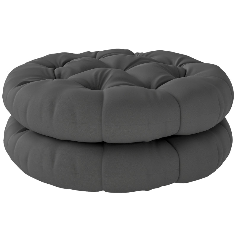 Set of 2 Dark Grey Outdoor Cushions 60cm - Weather Resistant Garden Pillows