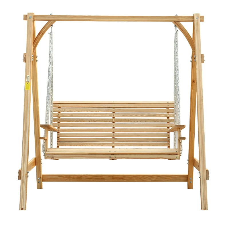 Natural Wood 2-Seater Garden Swing Hammock